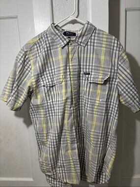 Lrg Short-Sleeve Plaid Button-Down Shirt - Gray & Yellow